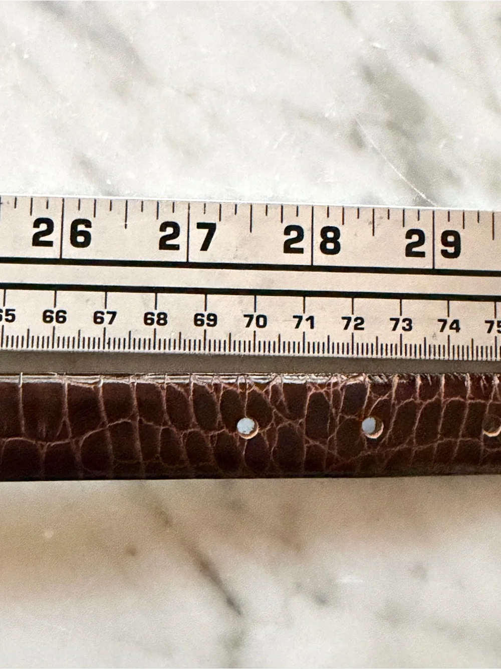 Made in Italy Chocolate Brown Crocodile Embossed Leather Belt Gold Buckle S